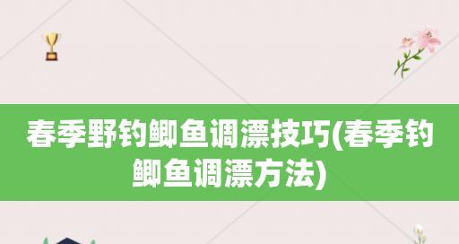 钓鱼调漂技巧（掌握看漂位的窍门，提升钓鱼水平）  第2张